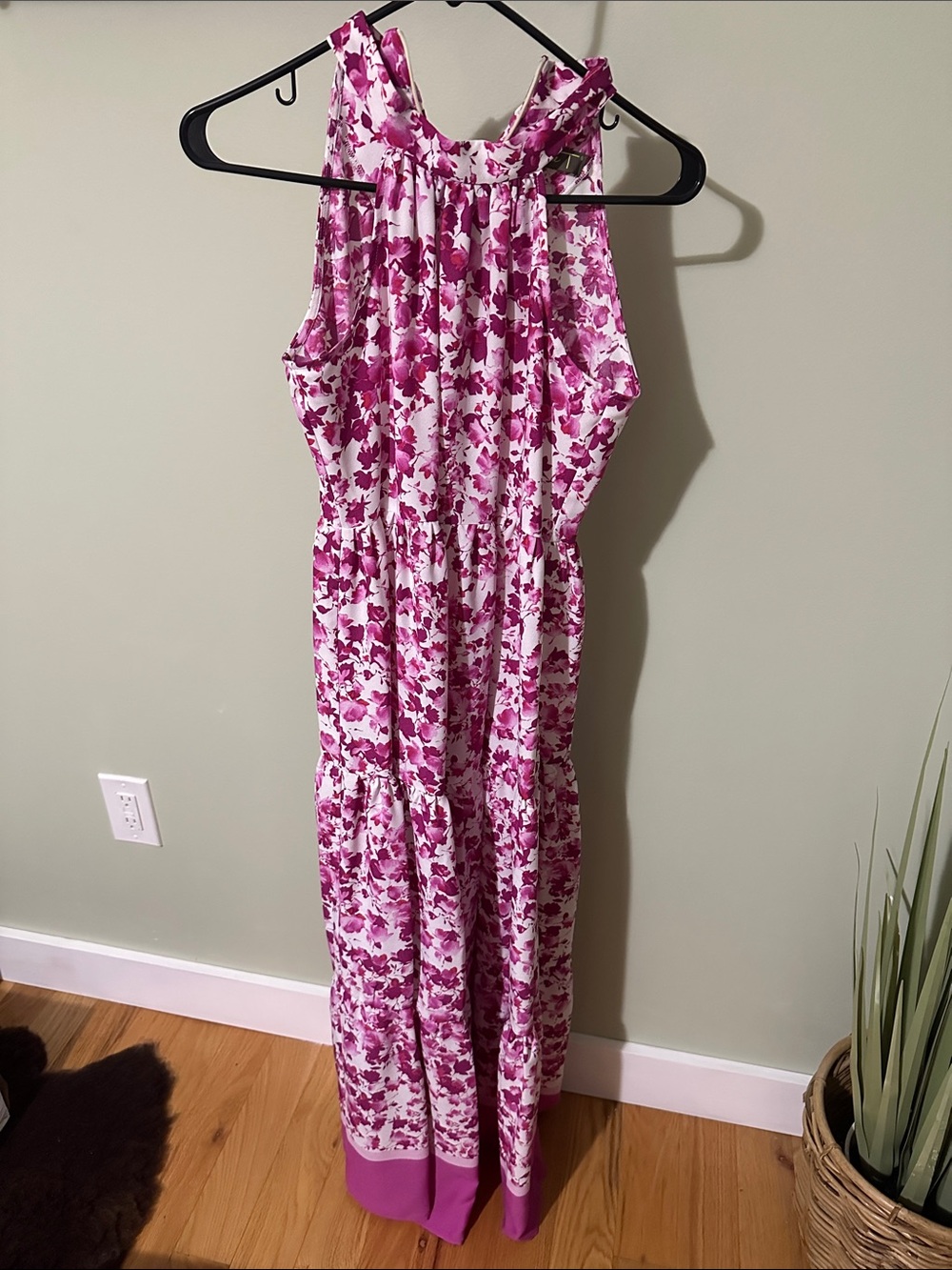 Sleeveless Floral Halter Jumpsuit in Fuchsia and White